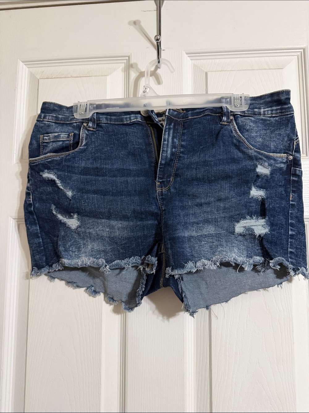 Charlotte Russe Dark Blue Distressed Denim Cutoff Shorts